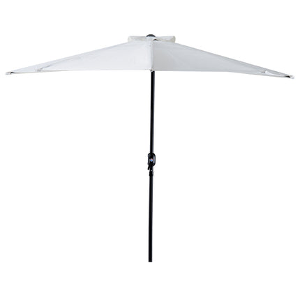 Semi-round crank parasol, metal frame, cream & black