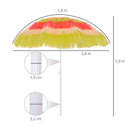 Hawaiian Beach Umbrella - Colorful, 160 cm in diameter