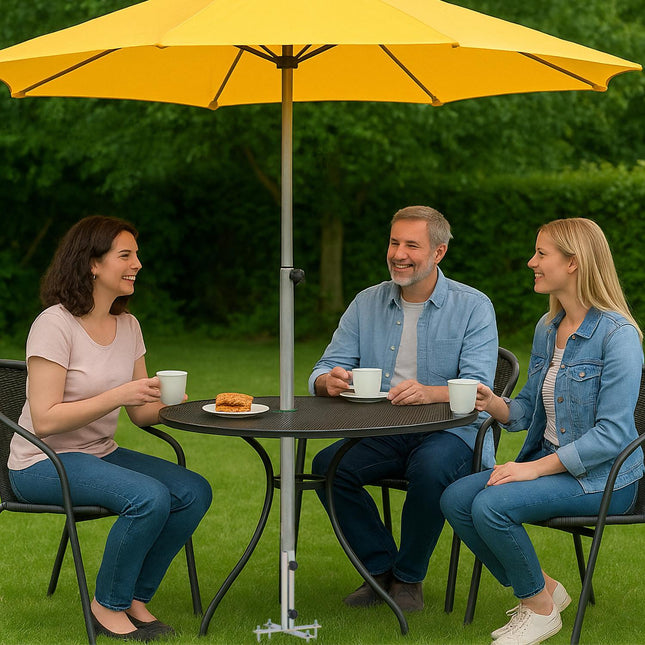 Parasol Holder with Ground Spikes, Iron Lawn Anchor