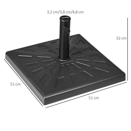 Umbrella stand, 19 kg base, fits Ø 32/38/48 mm poles, black