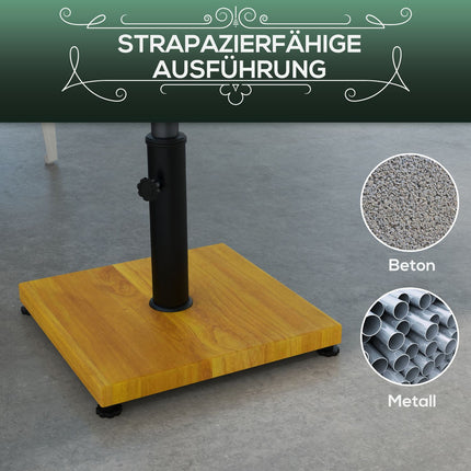 Parasol stand, 25 kg adjustable, wooden look, yellow