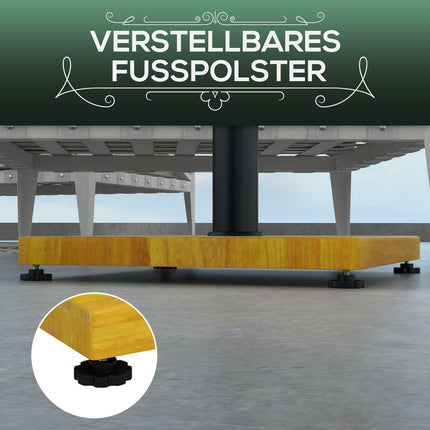 Parasol stand, 25 kg adjustable, wooden look, yellow