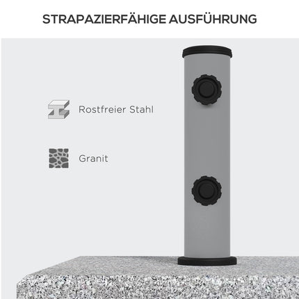 Parasol stand in granite with wheels, 38.5 kg, fits Ø 32-48 mm