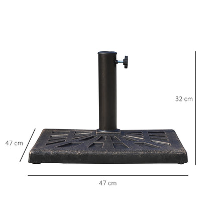 Umbrella stand in black synthetic resin, 15 kg, fits Ø38/48 mm