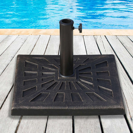 Umbrella stand in black synthetic resin, 15 kg, fits Ø38/48 mm
