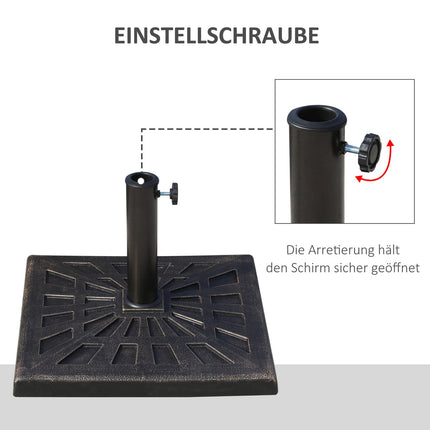 Umbrella stand in black synthetic resin, 15 kg, fits Ø38/48 mm