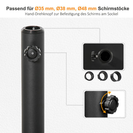 Black Metal & Cement Umbrella Base, 13 Kg, Fits Ø35-48 Mm