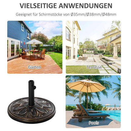 Antique bronze umbrella base, 13 kg, fits Ø35-48mm poles