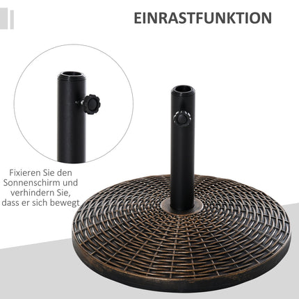 Heavy-Duty 25 Kg Rattan Look Parasol Base, Ø53 X 40 Cm