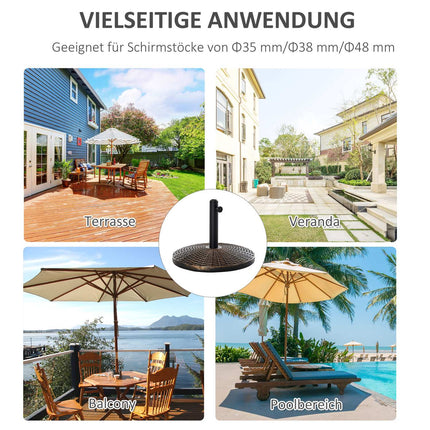 Heavy-Duty 25 Kg Rattan Look Parasol Base, Ø53 X 40 Cm