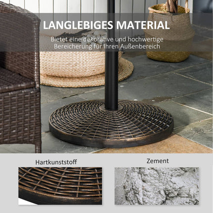 Heavy-Duty 25 Kg Rattan Look Parasol Base, Ø53 X 40 Cm