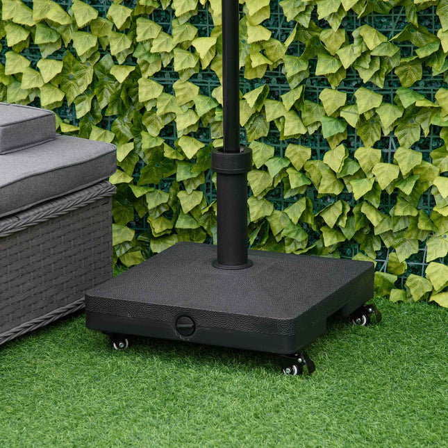 Black Parasol Stand With Wheels, Fits 38/48 mm poles, 45x45 cm