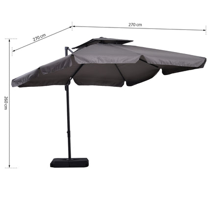 Cantilever Parasol, UV50+ with Stand & Cover, 270x270 cm