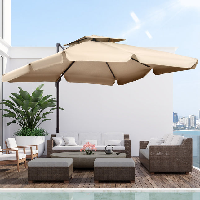 UV50+ cantilever umbrella with stand, cover and weights