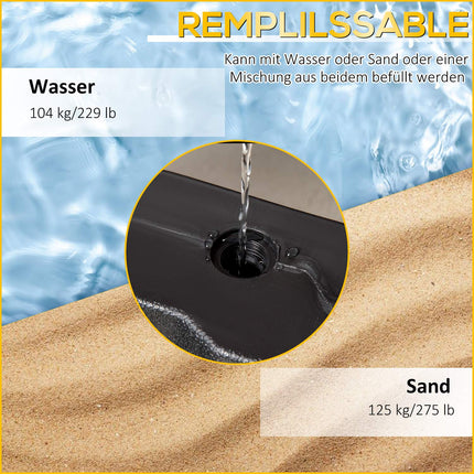 Umbrella weight base, 4-part Heavy-Duty HDPE, 140 kg capacity