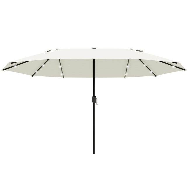 Large oval garden parasol - 440x260cm, LED, Creamy white