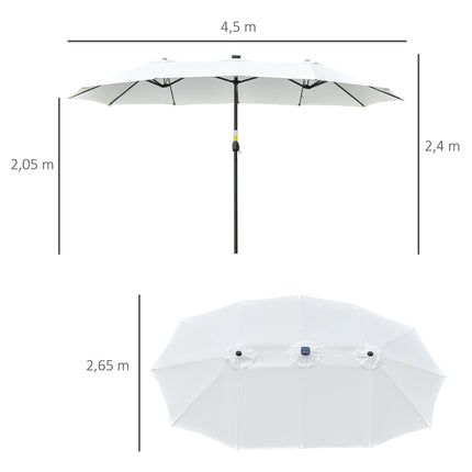 4.5 M double garden parasol with LED - Black & Cream