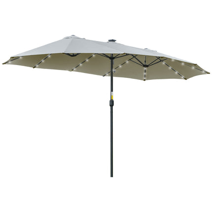 4.5 M Double Parasol With LED, Solar Powered, Light Grey-Black