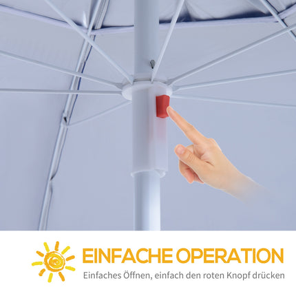 Parasol & protection with wind protection, blue, 210cm