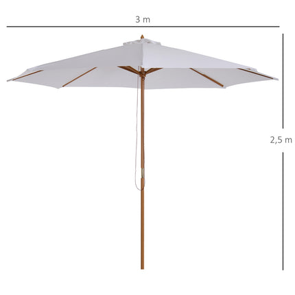 Garden Parasol 300 Cm, Bamboo Frame, Cream White