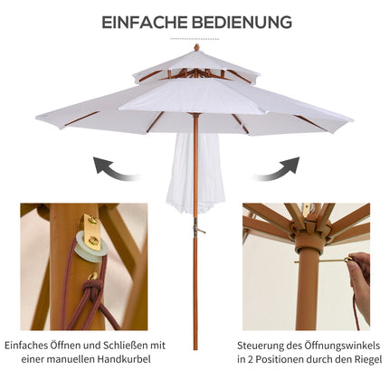 Garden parasol, double roof, cream