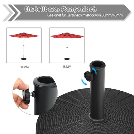 Parasol base 22 kg umbrella base made of synthetic resin in rattan look 52 x 36 cm black