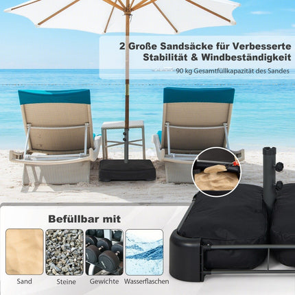 Parasol base with sandbags (90 kg capacity) 73 x 73 x 41 cm Black