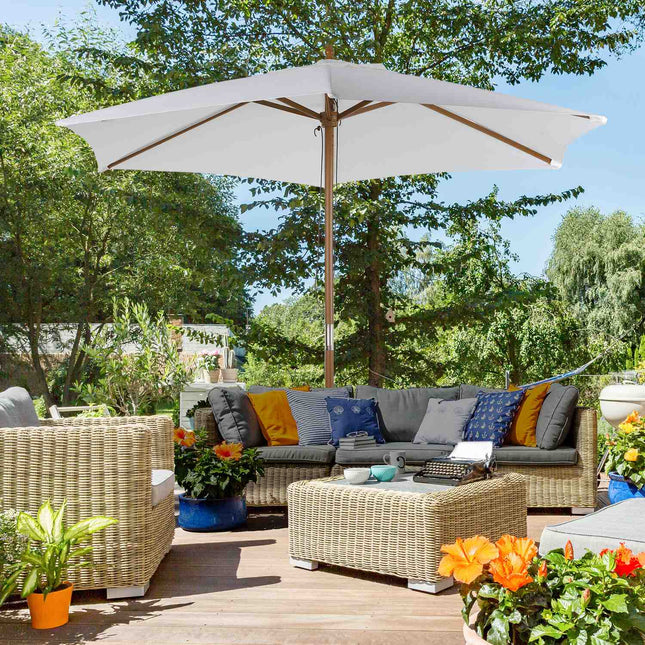 Garden parasol, Bamboo & Polyester, Ø2.5 x 2.3 m, White