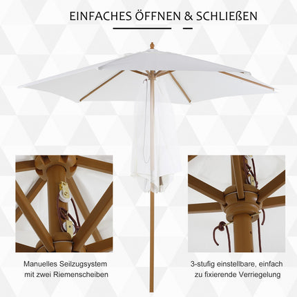 Garden parasol, Bamboo & Polyester, Ø2.5 x 2.3 m, White