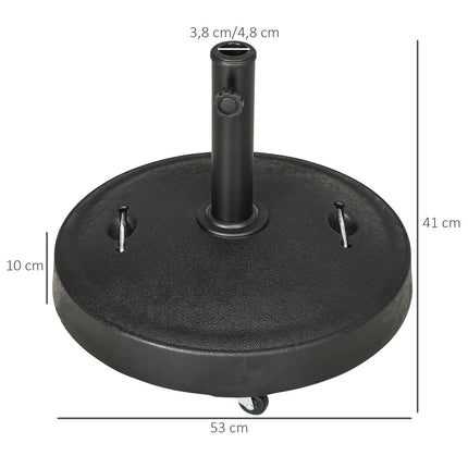Mobile umbrella stand with wheels, 23.5 kg, black