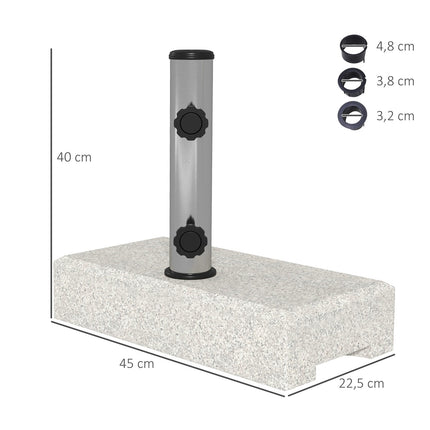 Semi-round parasol base, granite, 25 kg, fits 32-48 mm poles