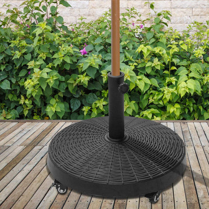 Umbrella base with wheels, Rattan look, 25 Kg, Ø38/48 mm