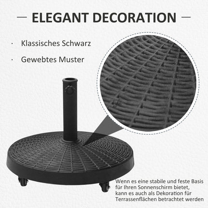 Umbrella base with wheels, Rattan look, 25 Kg, Ø38/48 mm
