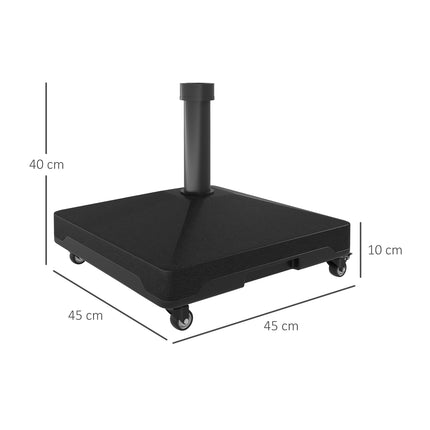 Black parasol stand with wheels, 21kg Capacity, Fits 24-38mm