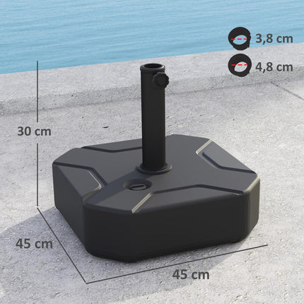 Square umbrella stand, 25 kg refillable base, 38/48 mm tube