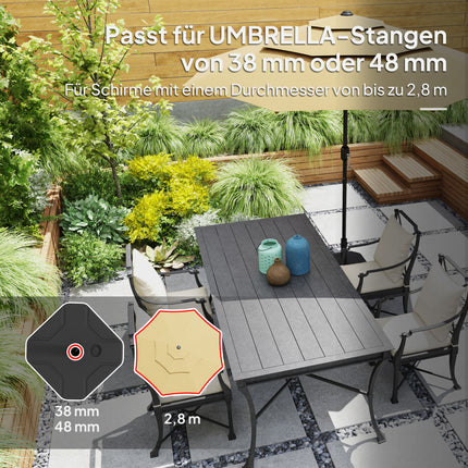Square umbrella stand, 25 kg refillable base, 38/48 mm tube