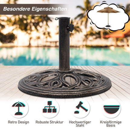 Parasol stand, stable umbrella stand made of robust cast iron for 38 mm to 48 mm poles