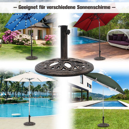Parasol stand, stable umbrella stand made of robust cast iron for 38 mm to 48 mm poles