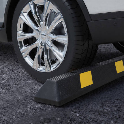 Parking Stopper, 72 Inch Rubber Curb with Reflective Strips