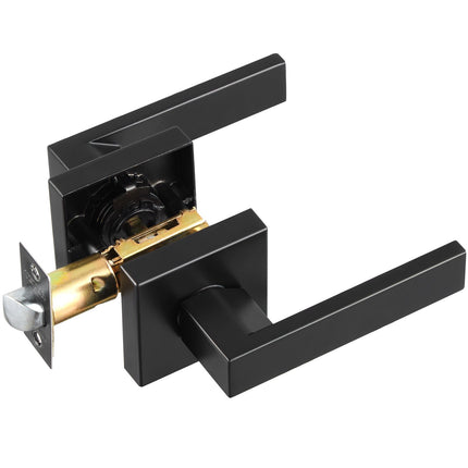 Passage Door Lever, Matte Black, Reversible 45-Degree Turn