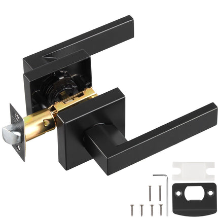 Passage Door Lever, Matte Black, Reversible 45-Degree Turn