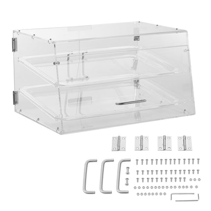 Pastry Display Case, 2-Tier Acrylic, Rear Door, 52.6cm