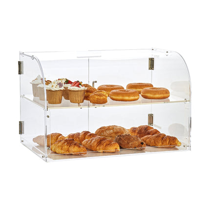 Pastry Display Case, 2-Tier Acrylic, Rear Door, 56cm