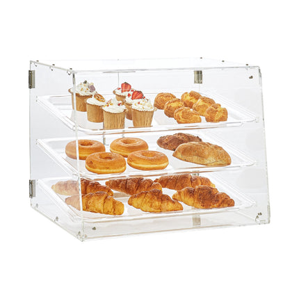 Pastry Display Case, 3-Tier Acrylic, Rear Door 52.6cm