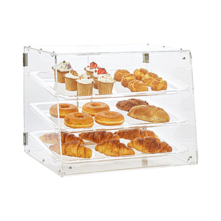 Pastry Display Case, 3-Tier Acrylic, Rear Door 52.6cm