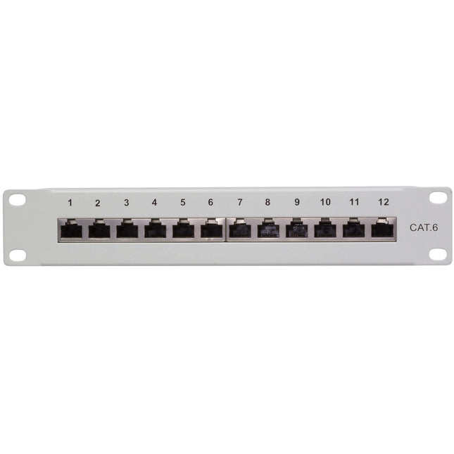 Patch panel 12-ports Cat6 for 10" rack U1 Grey