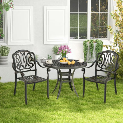 Patio Dining Chairs, 2-Pack Cast Aluminum Armchairs