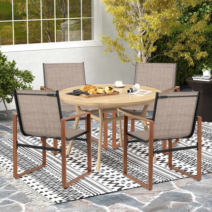Patio Dining Chairs Set of 2, Breathable Fabric, Brown