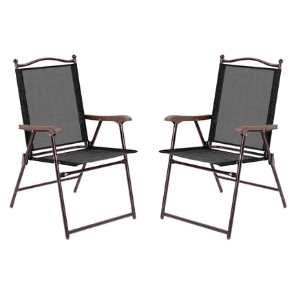 Patio Folding Chairs Set of 2 With Armrests, 140kg