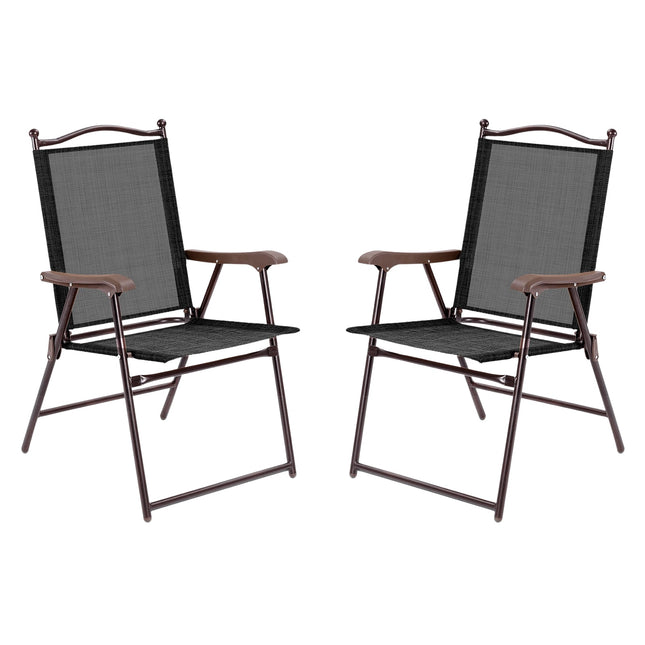 Patio Folding Chairs Set of 2 With Armrests, 140kg